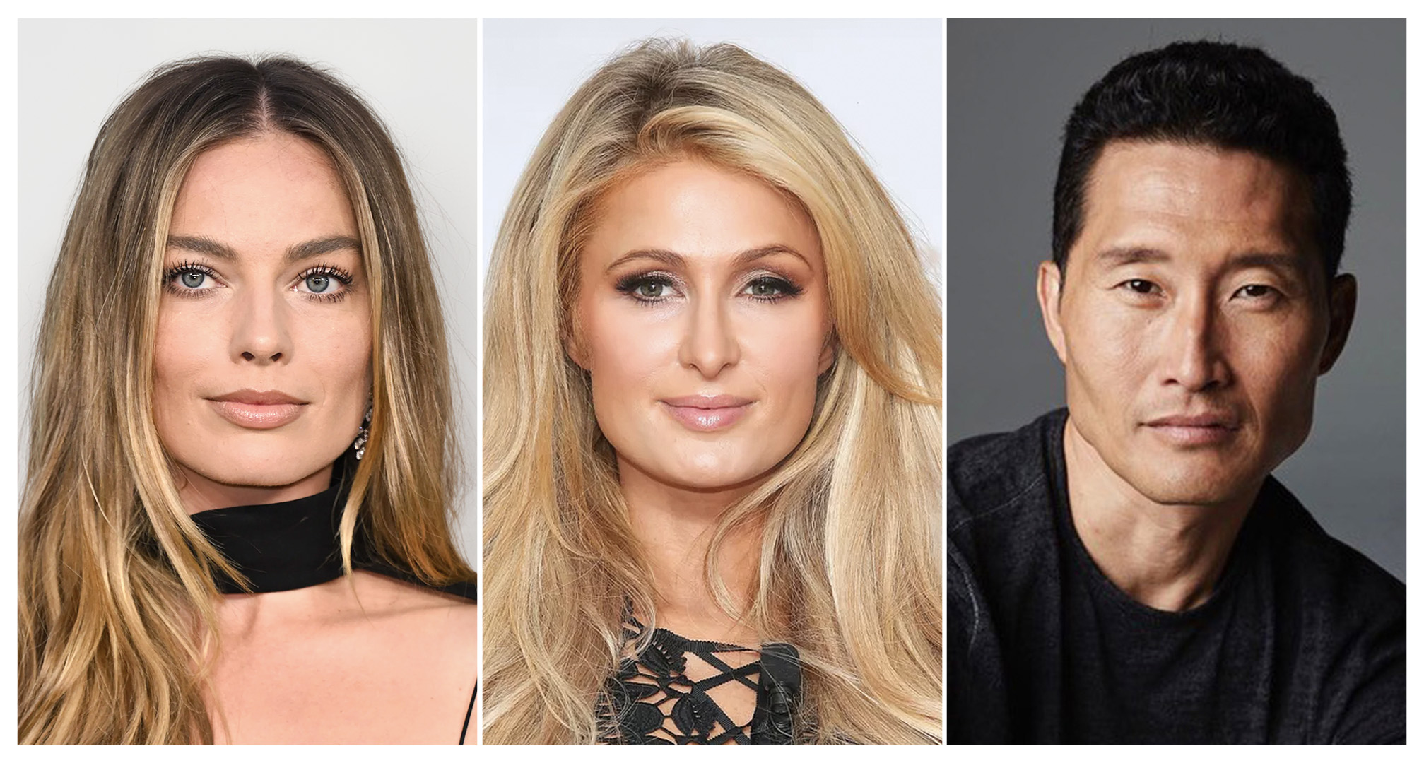 κολάζ των margot robbie, paris hilton και daniel dae kim