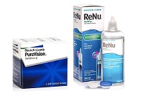 PureVision (6 φακοί) + ReNu MultiPlus 360 ml με θήκη, οικονομικό πακέτο με έκπτωση