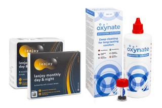 Lenjoy Monthly Day & Night (9 φακοί) + Oxynate Peroxide 380 ml με θήκη