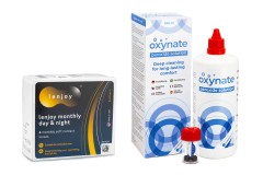 Lenjoy Monthly Day & Night (6 φακοί) + Oxynate Peroxide 380 ml με θήκη